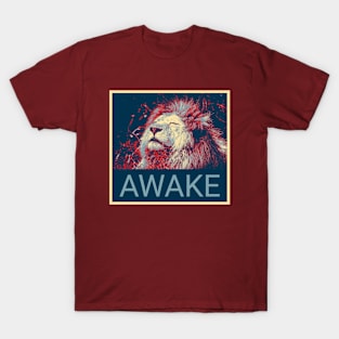 Awake - Sleeping lion in Shepard Fairey style T-Shirt